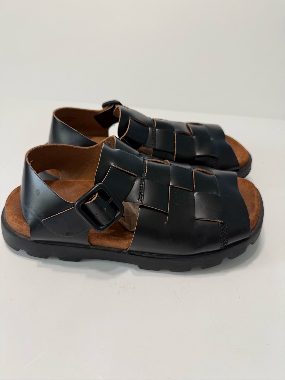 Camper Brutus Fisherman Black Leather Sandals Size 39 Lightweight Chunky - Picture 4 of 14